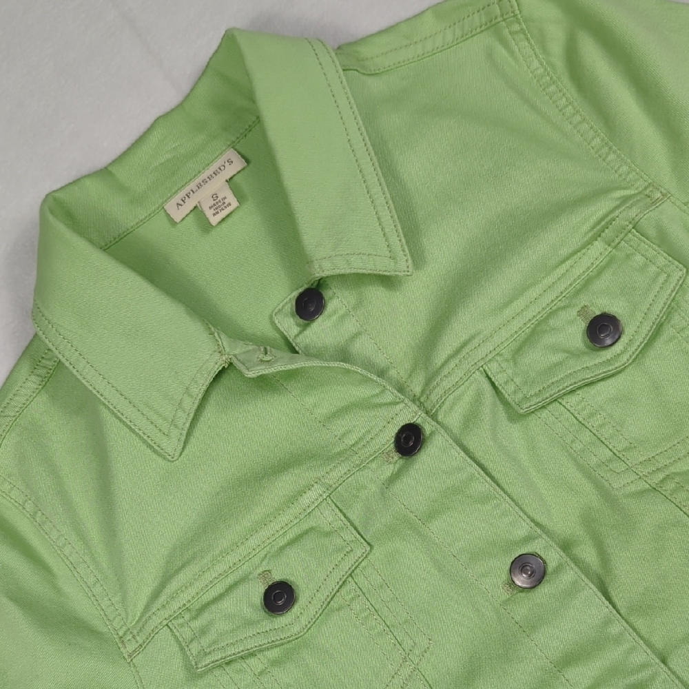Appleseed's Light Green Button Front Jean Jacket Women's Size Small
